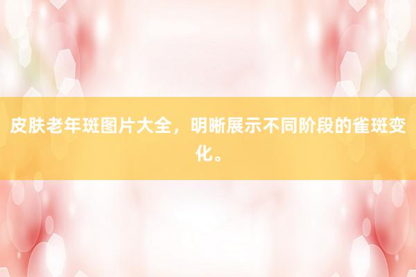皮肤老年斑图片大全，明晰展示不同阶段的雀斑变化。